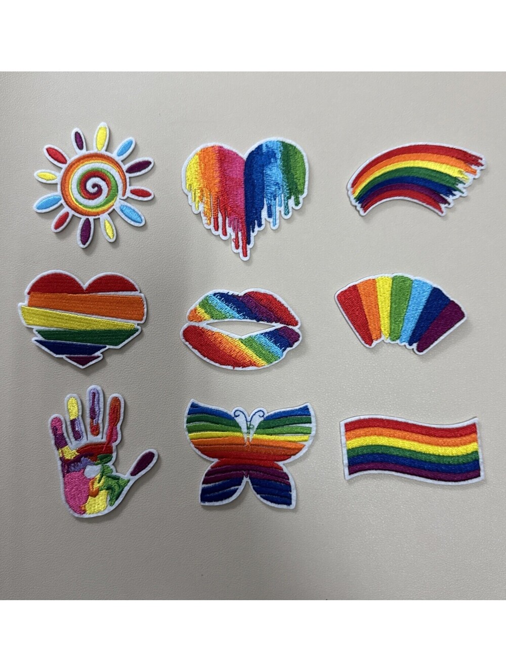 EMORBALS 9 pcs Pride Rainbow Embroidered Iron-On Patch Set